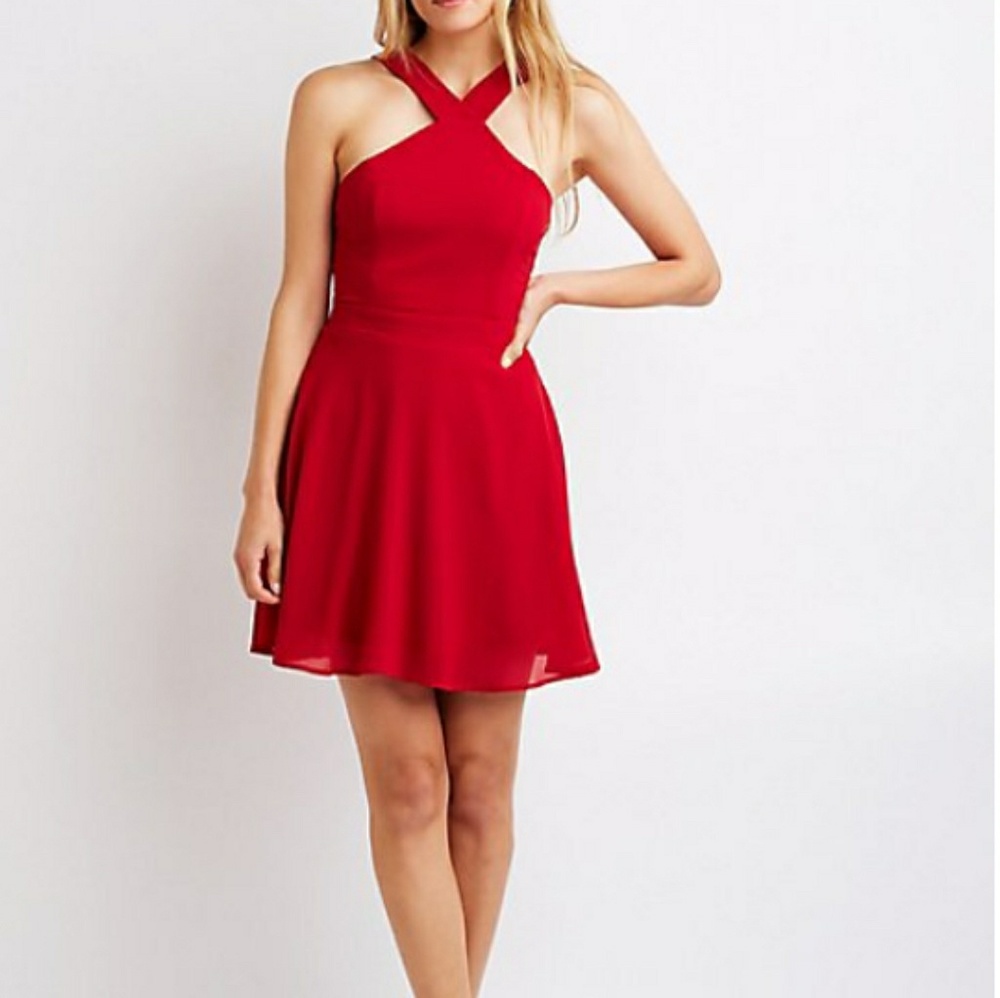 Bib neck skater dress